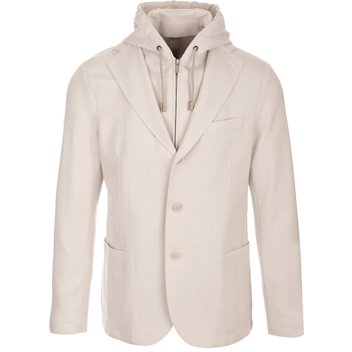 ELEVENTY Blazer in cotone leggero con zip intera interna staccabile e cappuccio