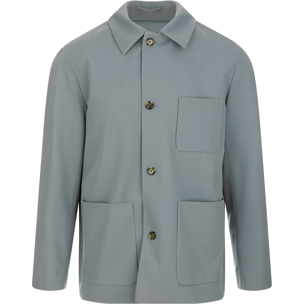 LARDINI Giacca camicia in pura lana vergine con tasche e tasca applicata