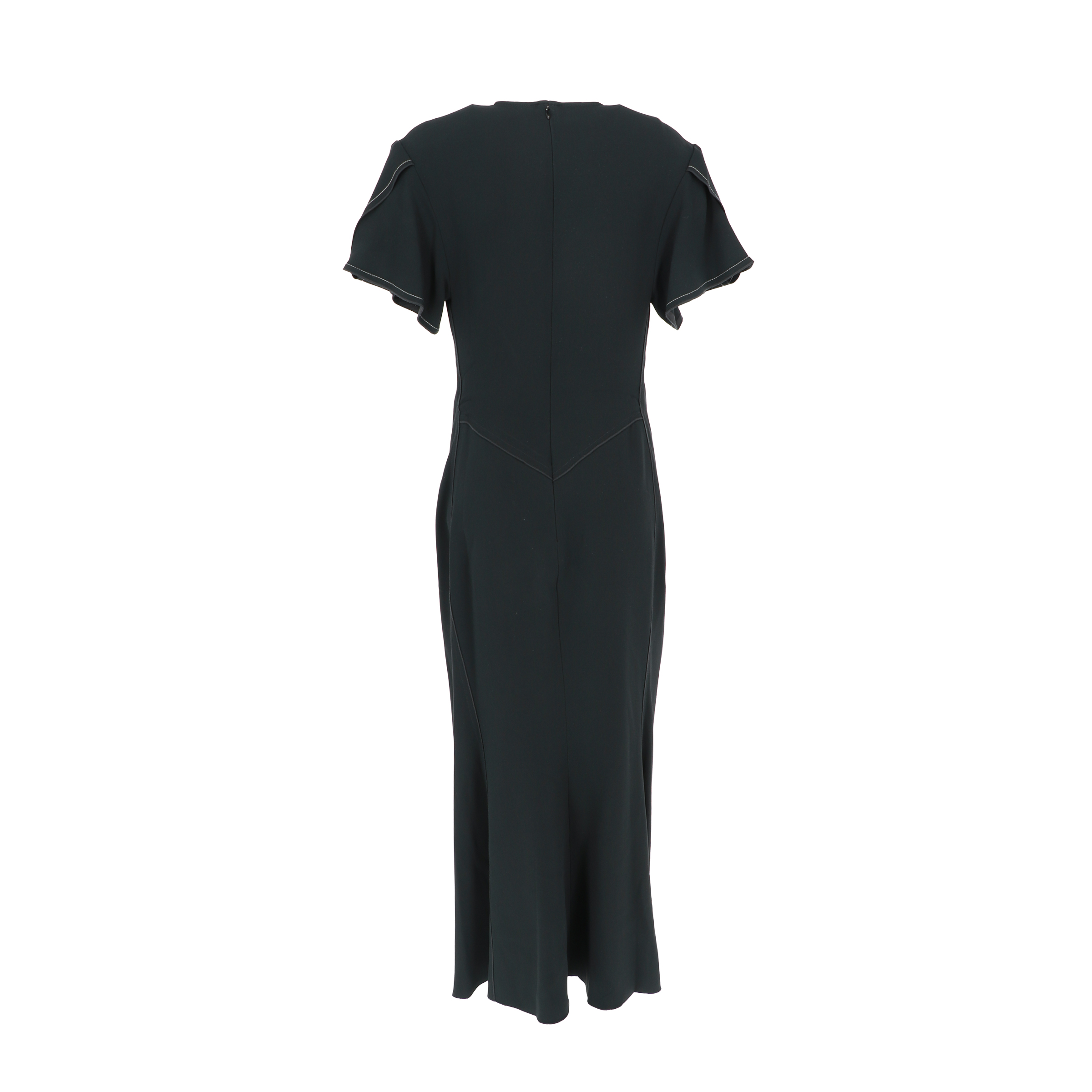 VICTORIA BECKHAM Gathered V-Neck Midi Dress