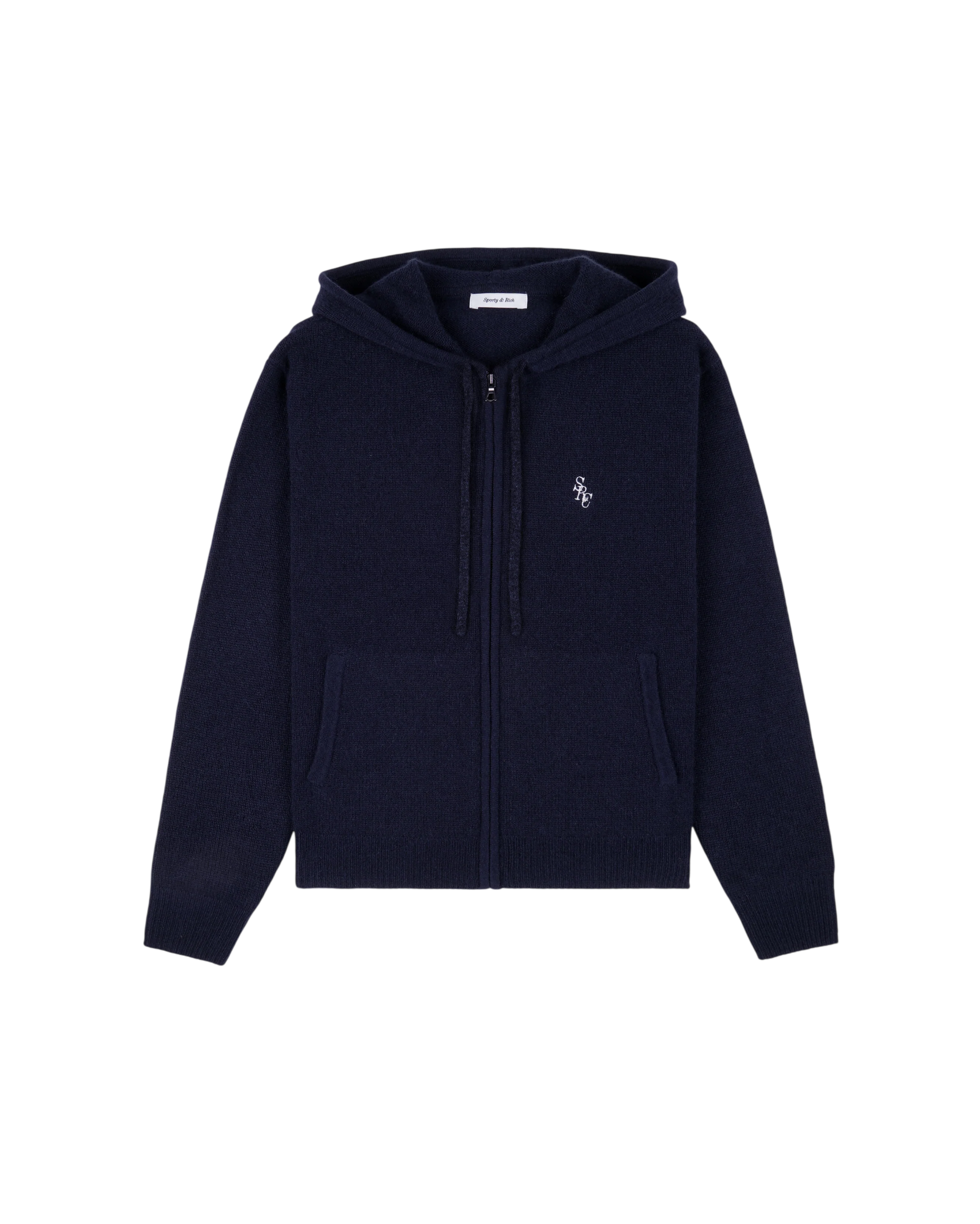 SPORTY&RICH SRC Kaschmir-Kapuzenpullover mit Reißverschluss