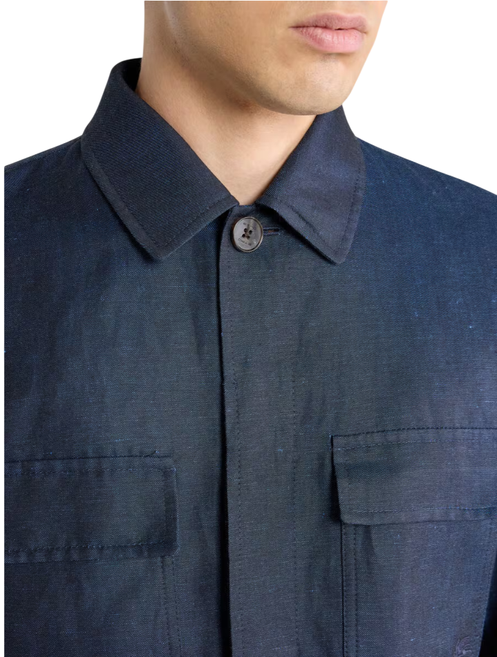 ETRO Classic Blue Tailored Jacket With Etro Paisley