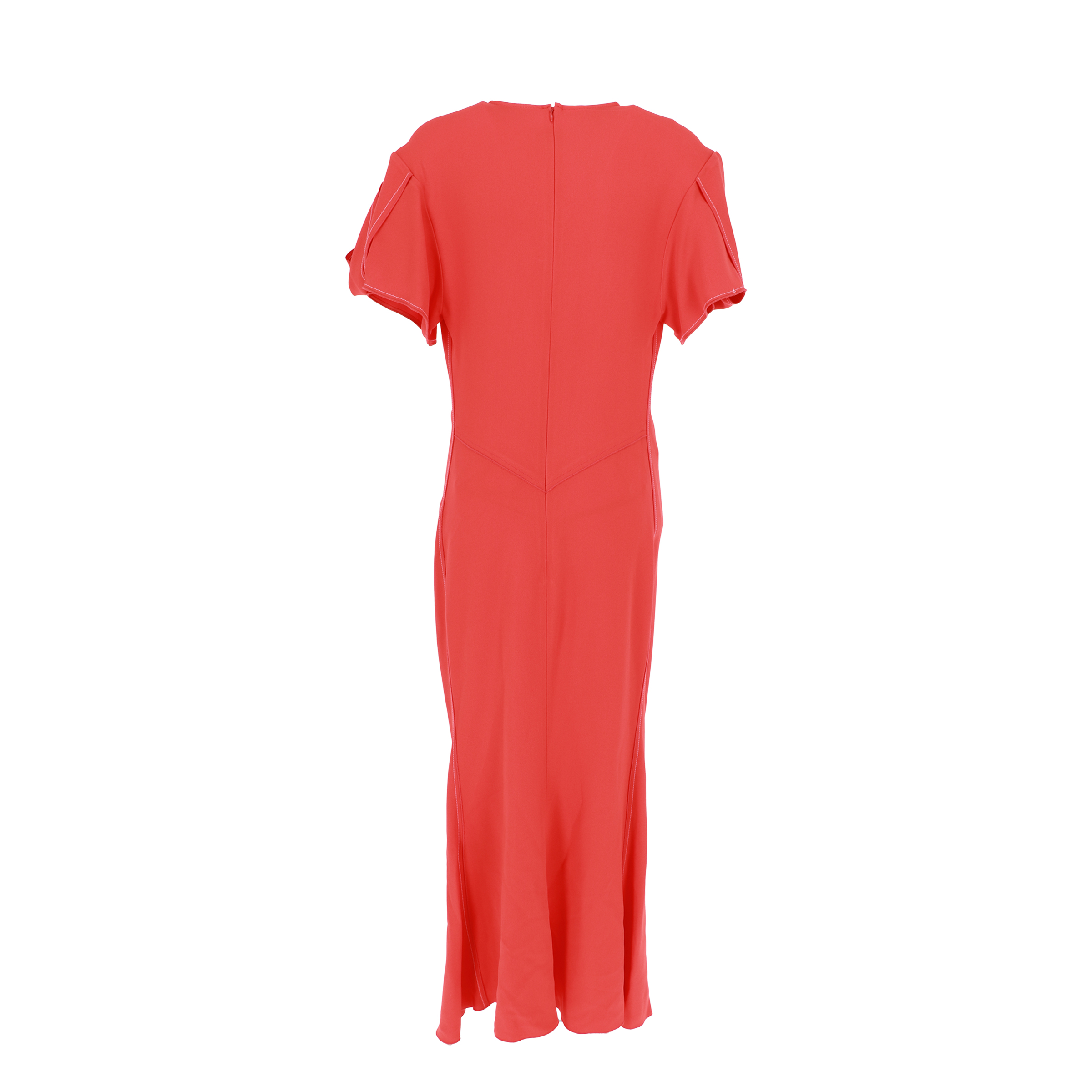 VICTORIA BECKHAM Gathered V-Neck Midi Dress