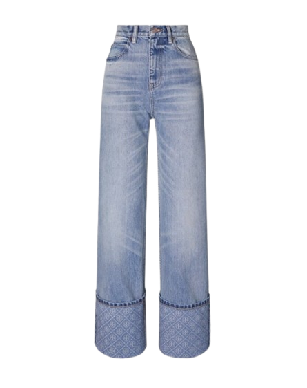 TORY BURCH Contrast Cuff Straight Leg Jean