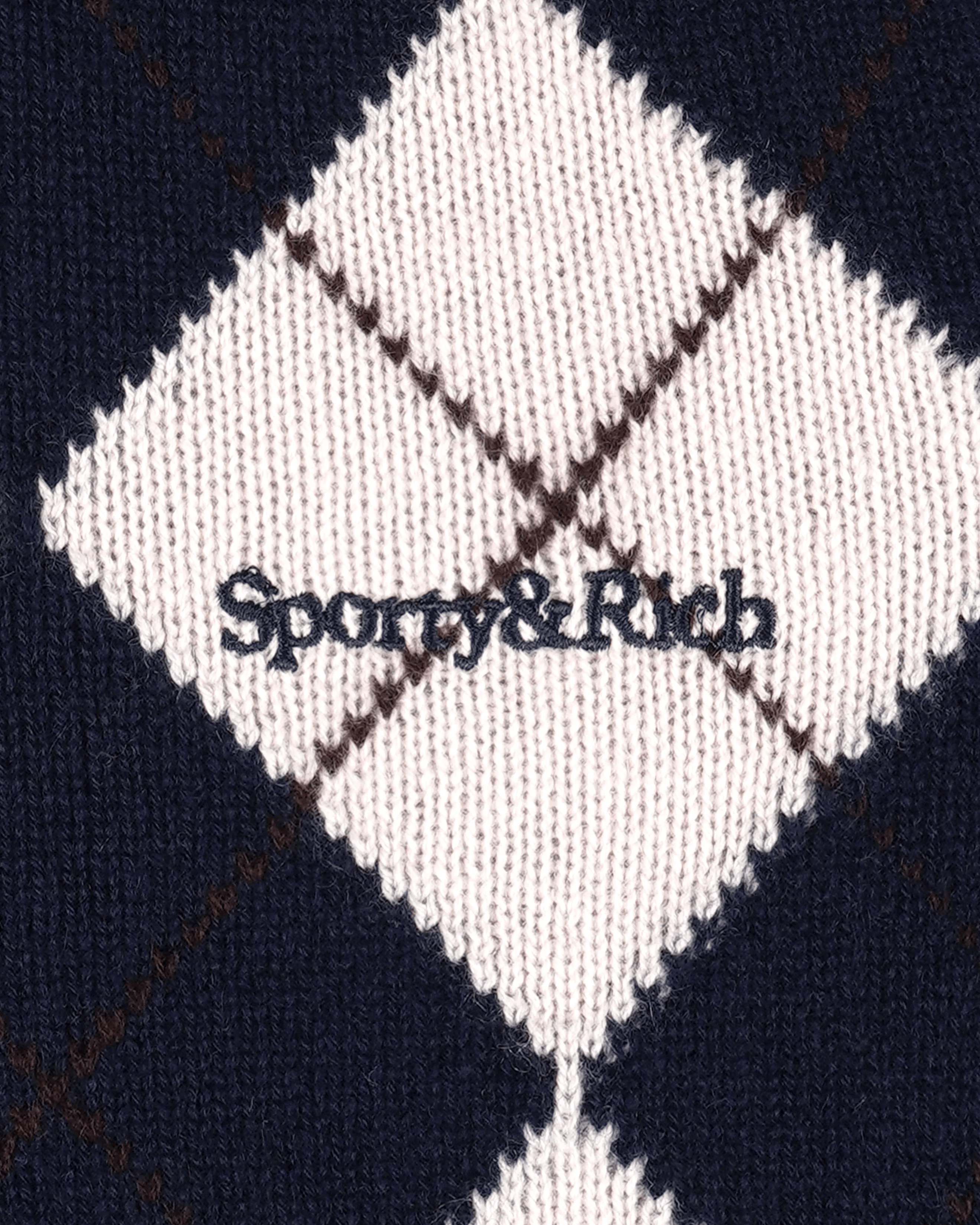 SPORTY&RICH Poloshirt aus Kaschmir mit Serifenlogo und Argyle-Muster