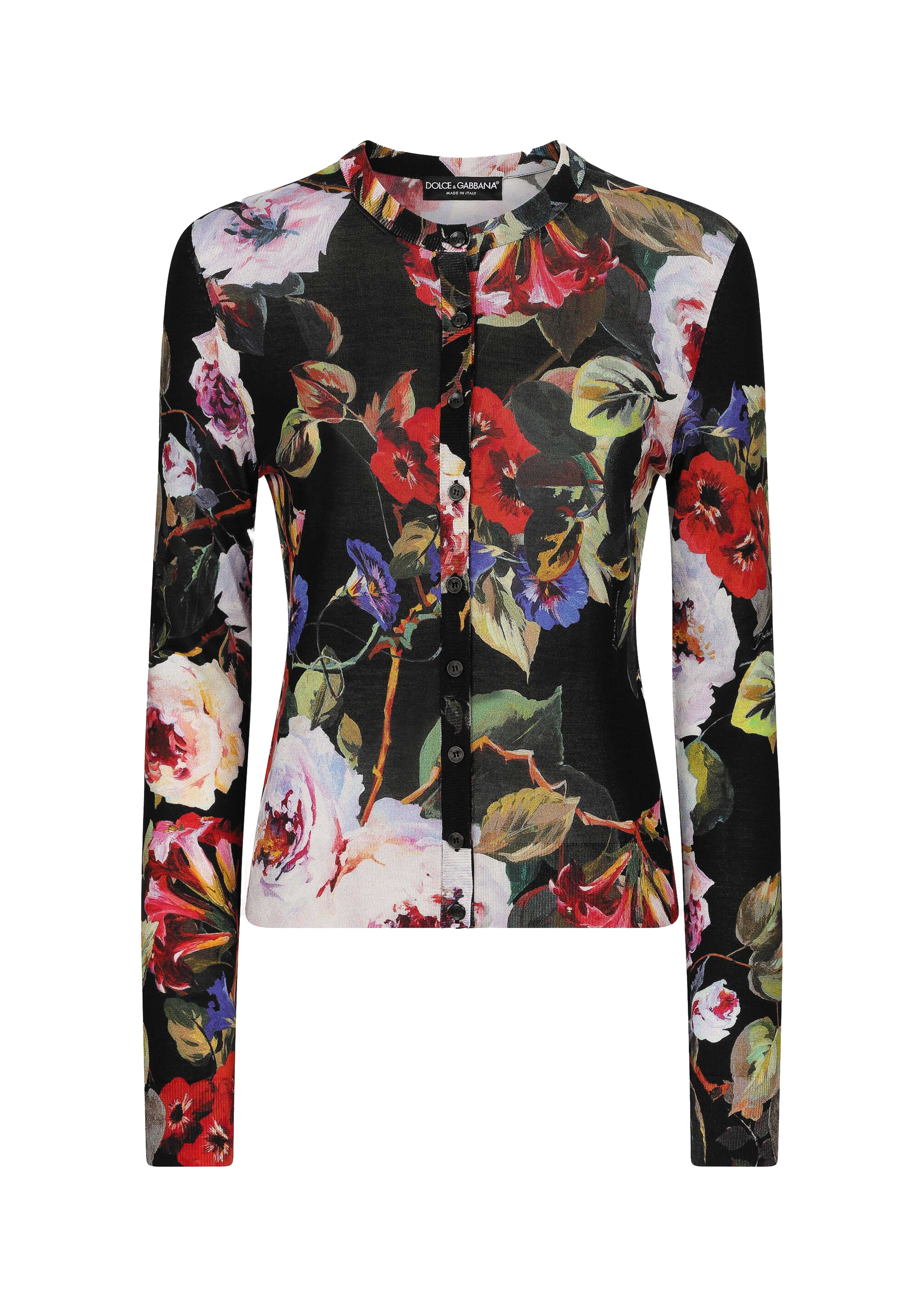 DOLCE & GABBANA PAINTED FLOWERS CARDIGAN