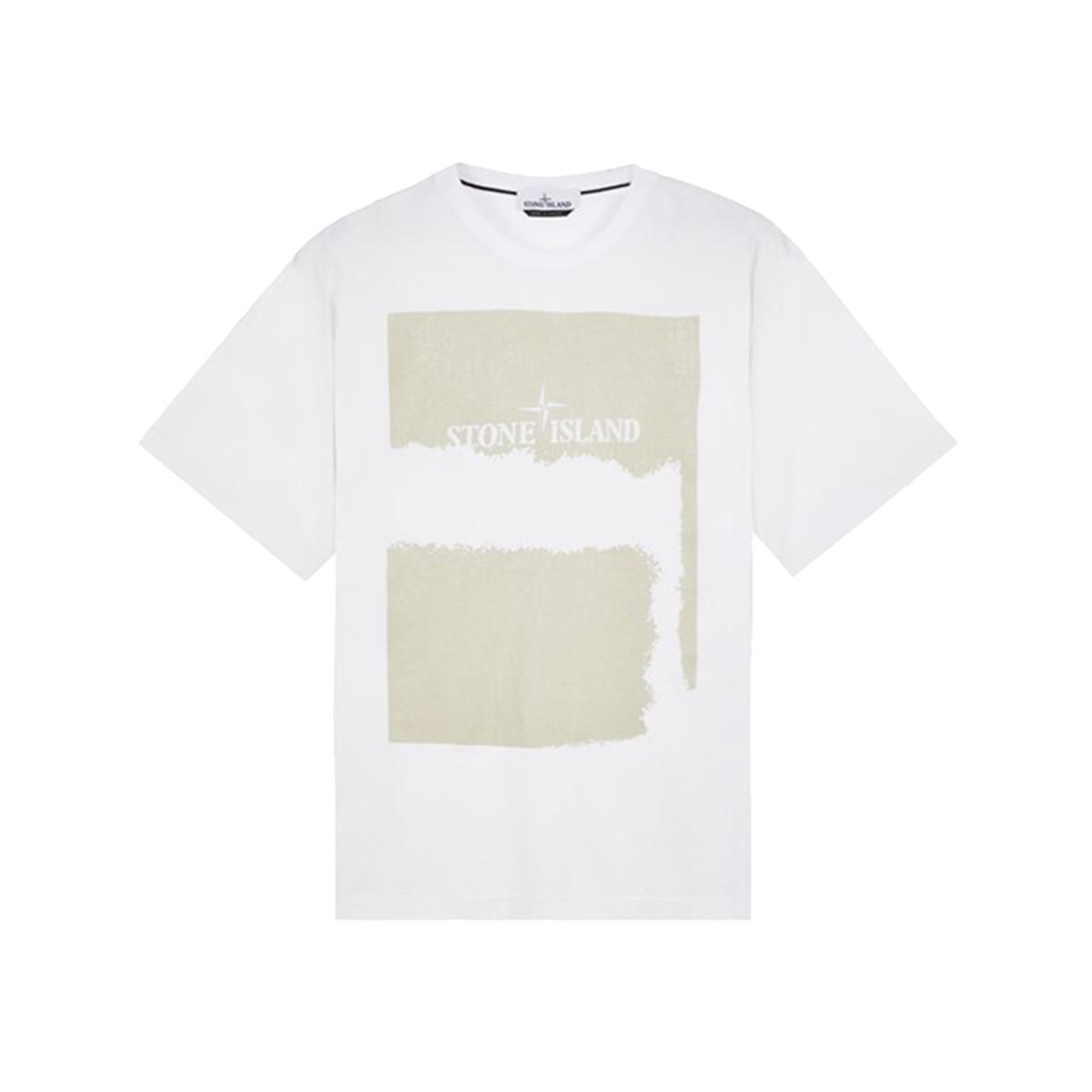 Stone island white logo t shirt store