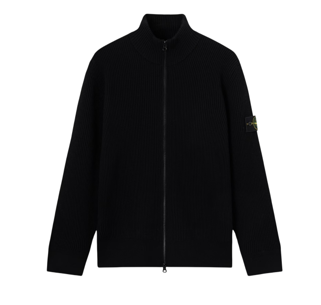 STONE ISLAND Knit Zip Up In Full Rib Rws Wool