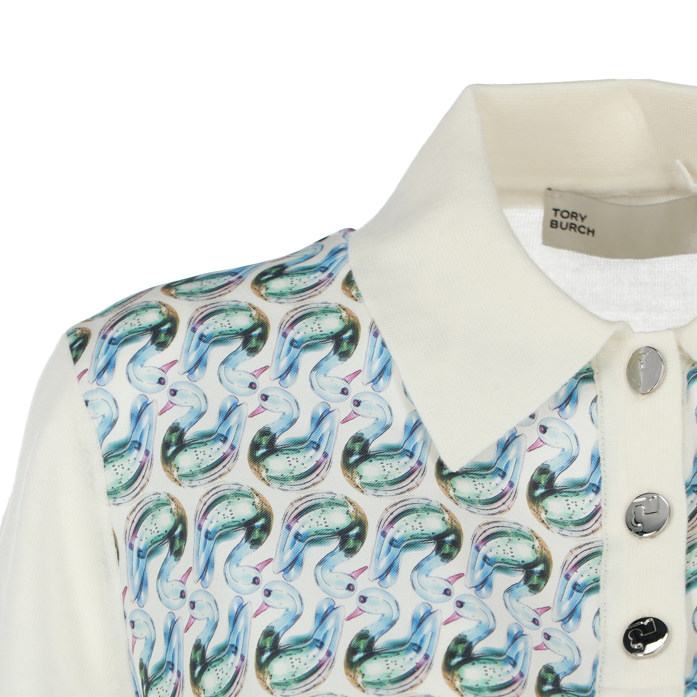 TORY BURCH SILK FRONT POLO