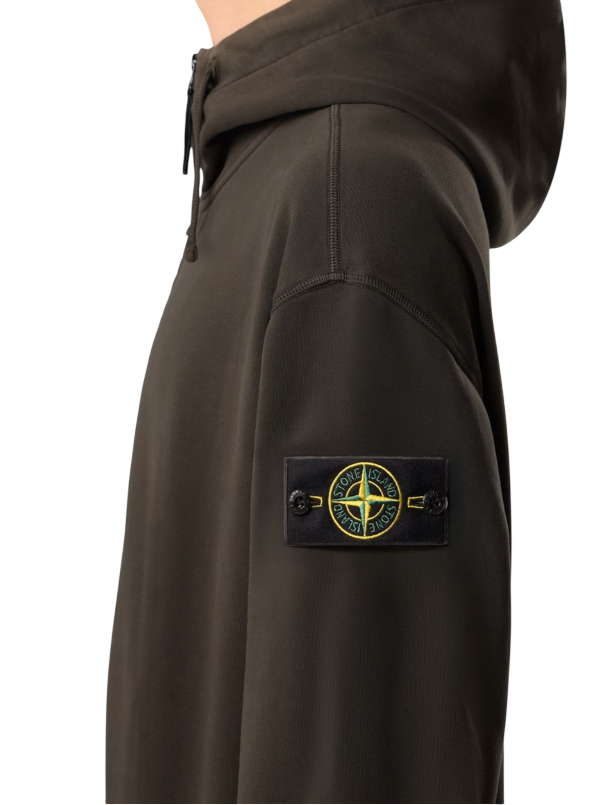 STONE ISLAND Relaxed Fit Full Zip Hoodie In Organic Fleece Garment Dyed