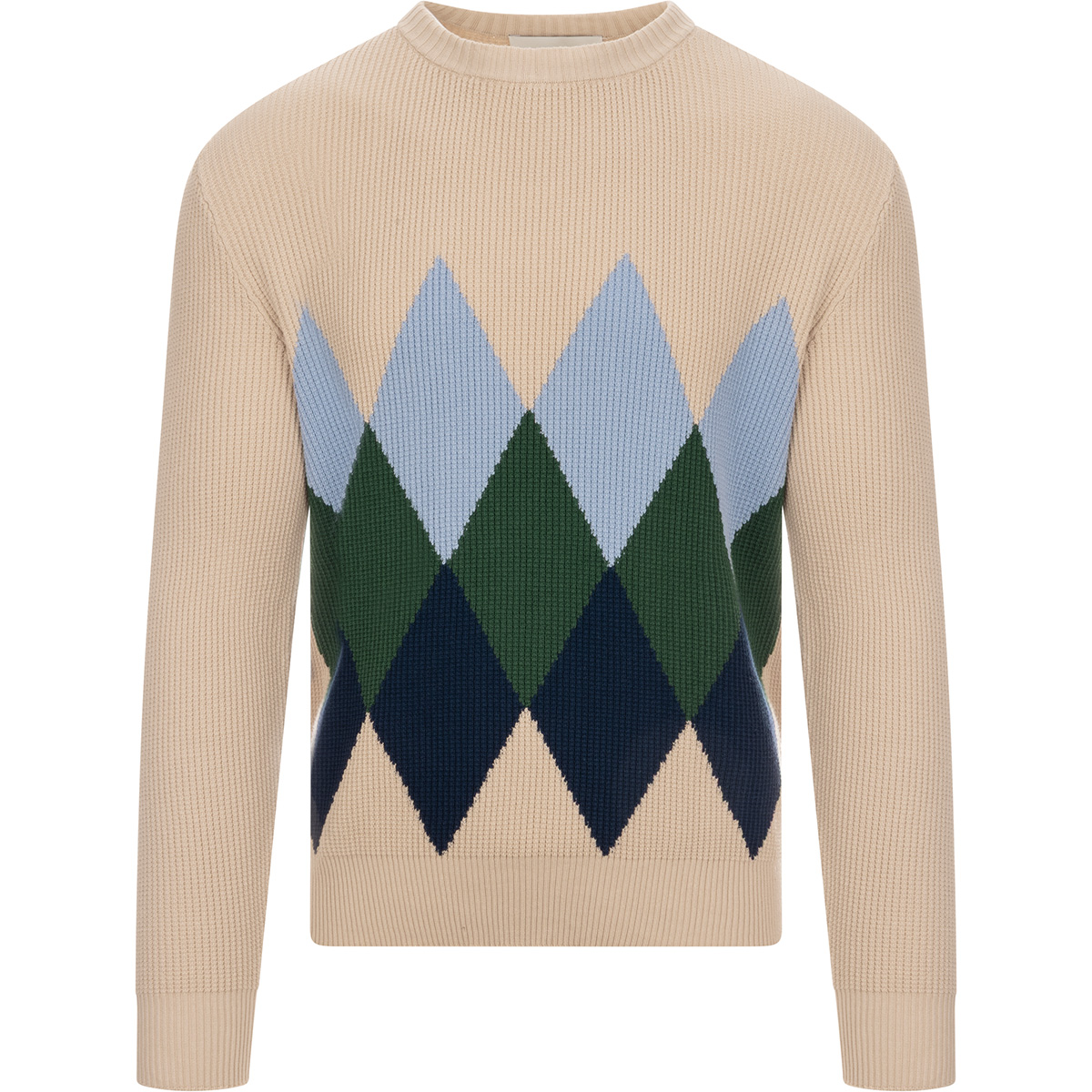 BALLANTYNE Maglione girocollo in puro cotone con punto nido d'ape a rombi