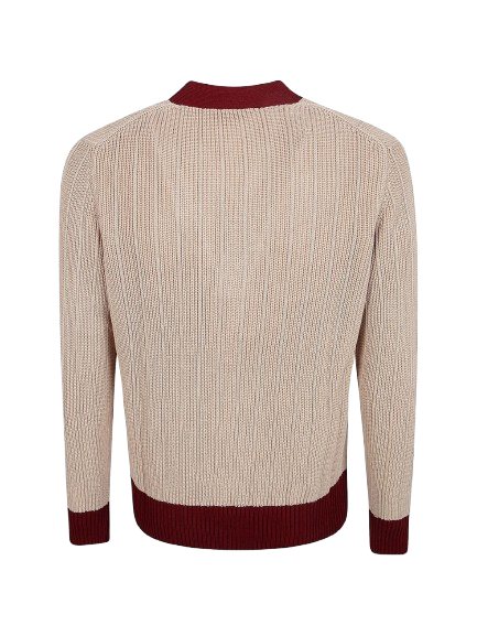 BALLANTYNE Cardigan con scollo a V in puro cotone a coste Fisherman