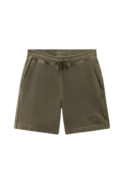 WOOLRICH Garment Dyed Logo Shorts