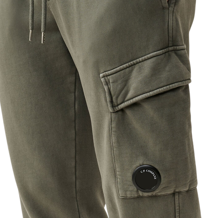 C.P. COMPANY BRUSHED AND EMERIZED DIAGONAL FLEECE CARGO LENS SWEATPANTS