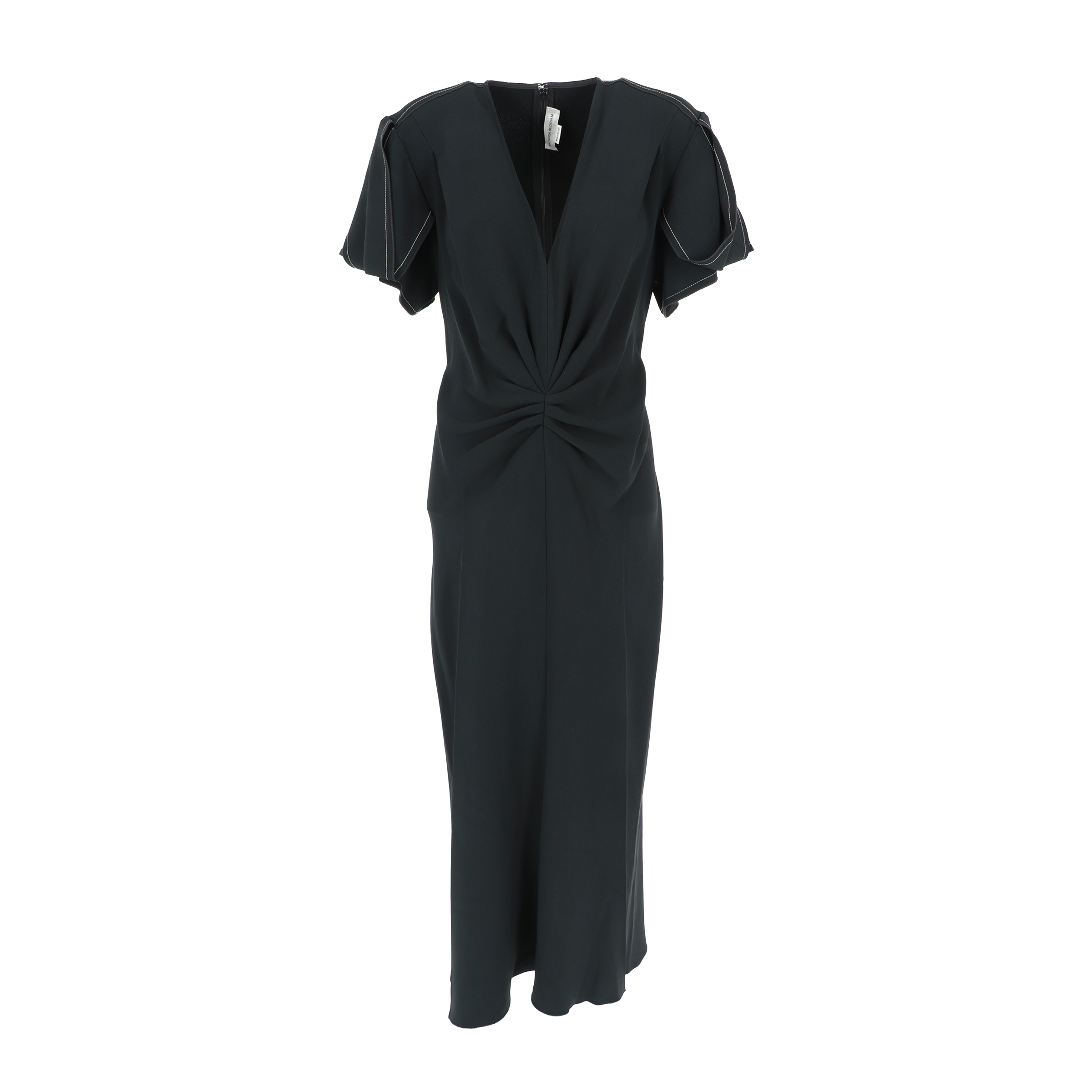 VICTORIA BECKHAM Gathered V-Neck Midi Dress VICTORIA BECKHAM Gathered V-Neck Midi Dress