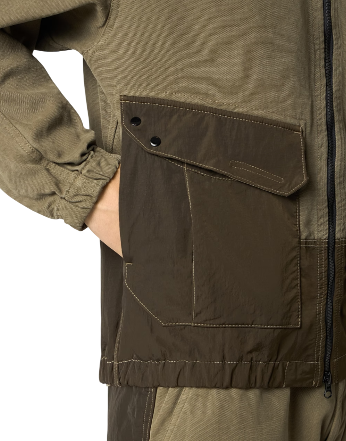 STONE ISLAND Hooded Overshirt In Organic Panama Cotton With Nylon Garment Dyed