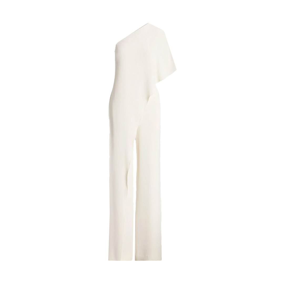 $190 Ralph Lauren Women's Ivory Tiered One Shoulder Wide-Leg Jumpsuit Size  2 | eBay