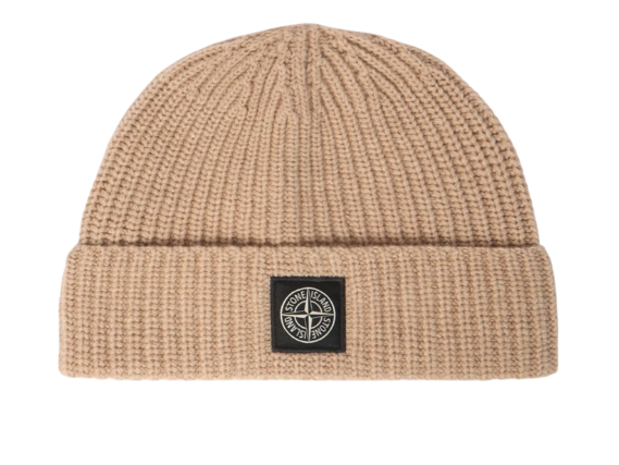 STONE ISLAND Beanie In Light Geelong Wool