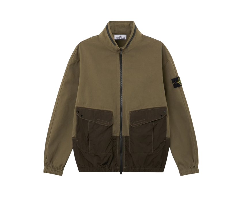STONE ISLAND Hooded Overshirt In Organic Panama Cotton With Nylon Garment Dyed