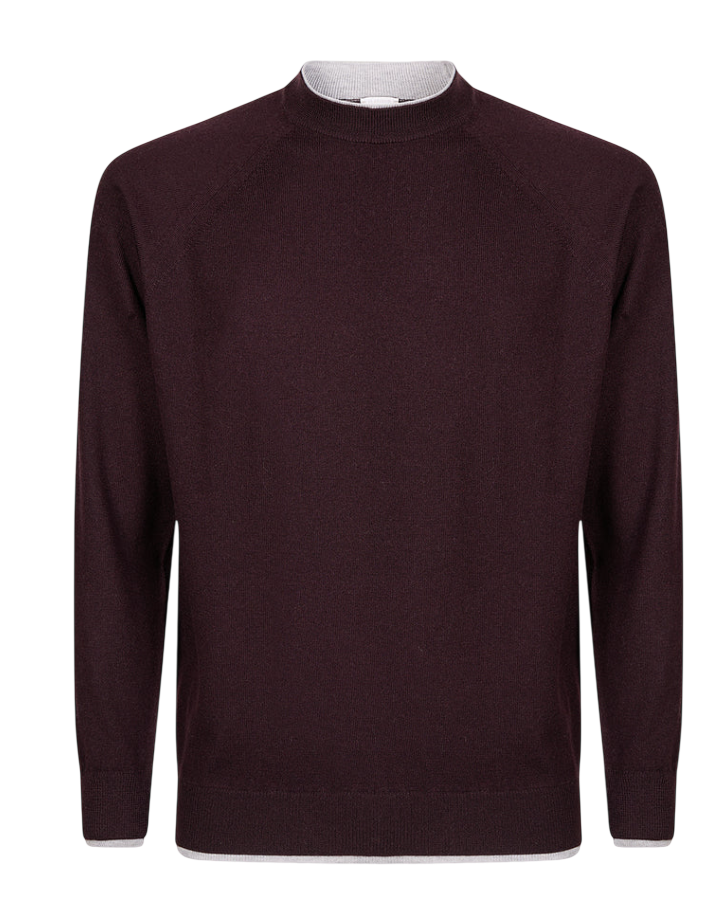 ELEVENTY CREW NECK SWEATER DOUBLE COLLAR
