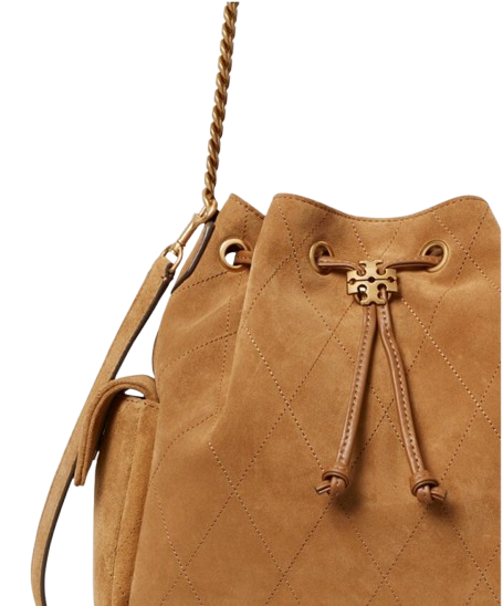 TORY BURCH Charlie Quilted Suede Shoulder Bag
