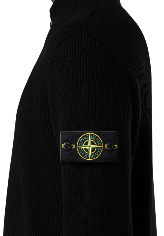 STONE ISLAND Knit Zip Up In Full Rib Rws Wool