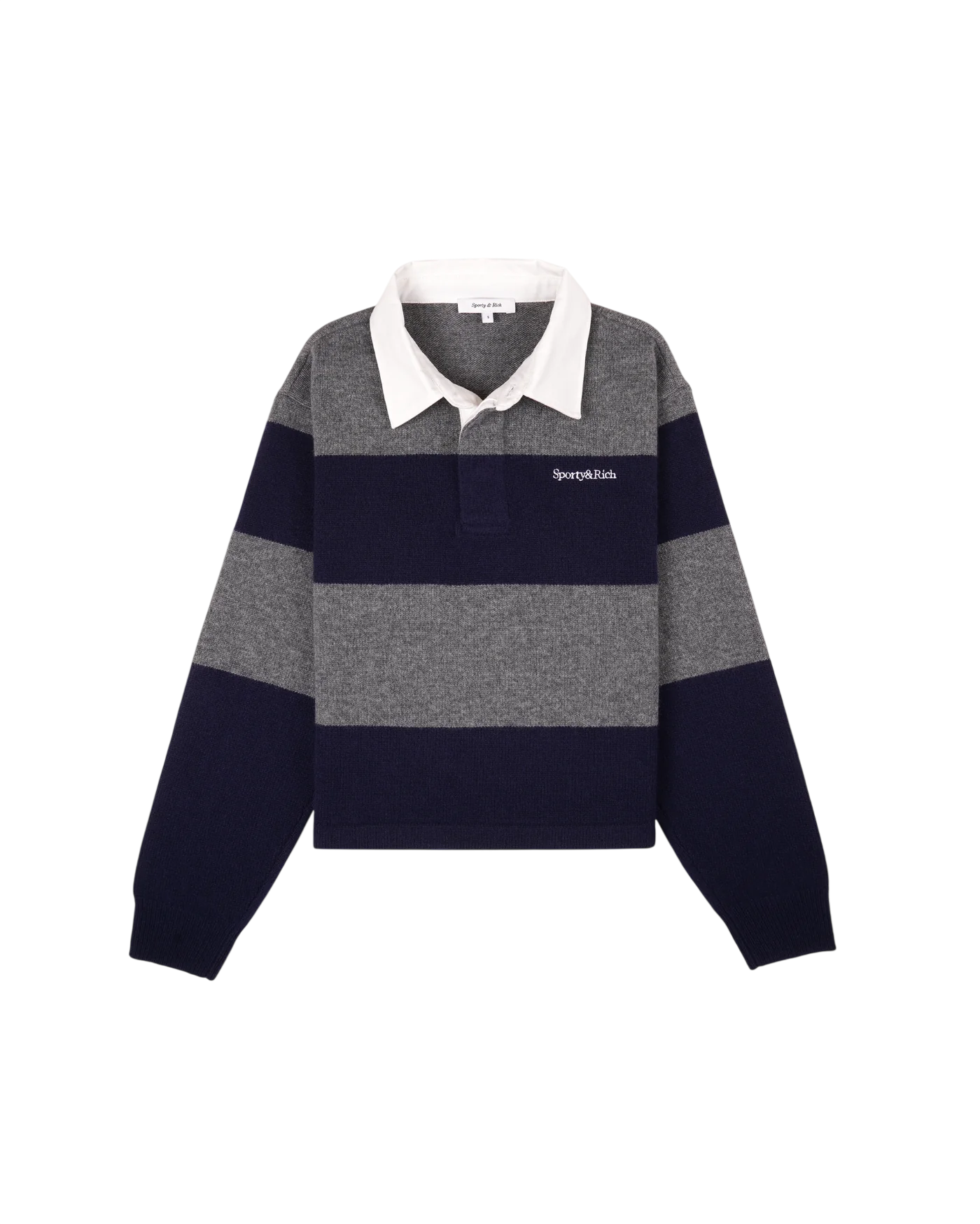 SPORTY&RICH Rugby-Poloshirt aus Kaschmir mit Serifenlogo