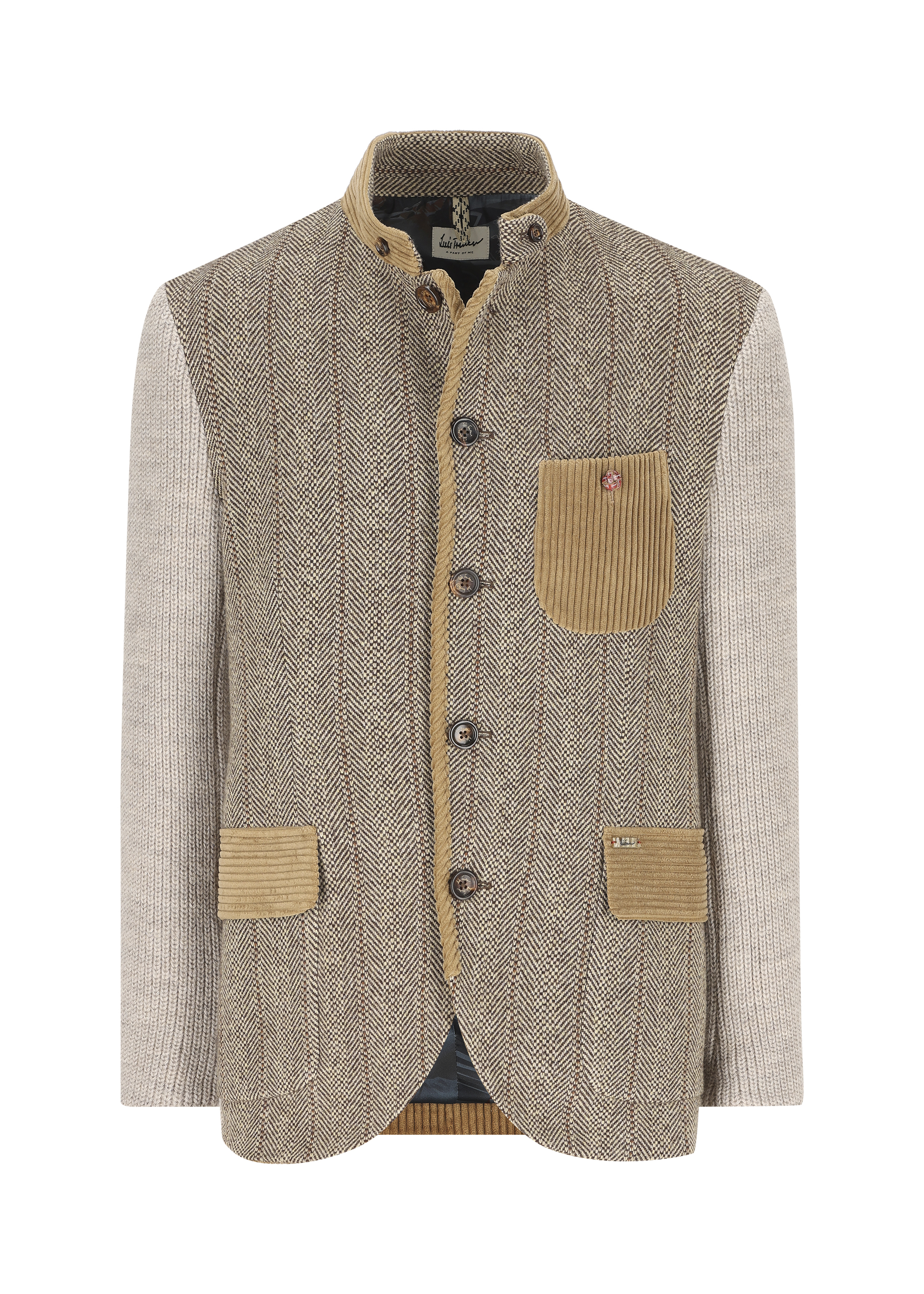 LUIS TRENKER Blazer Lusandro herringbone and knit sleeves