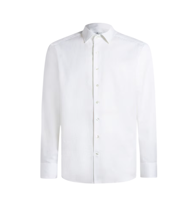 ETRO Timeless White Cotton Shirt With Etro Signature Finishing