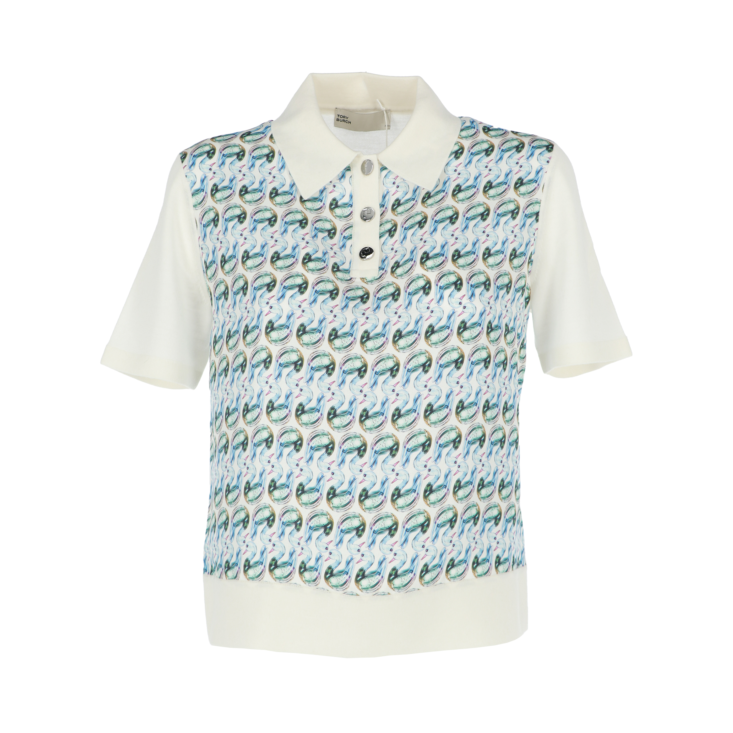 TORY BURCH SILK FRONT POLO