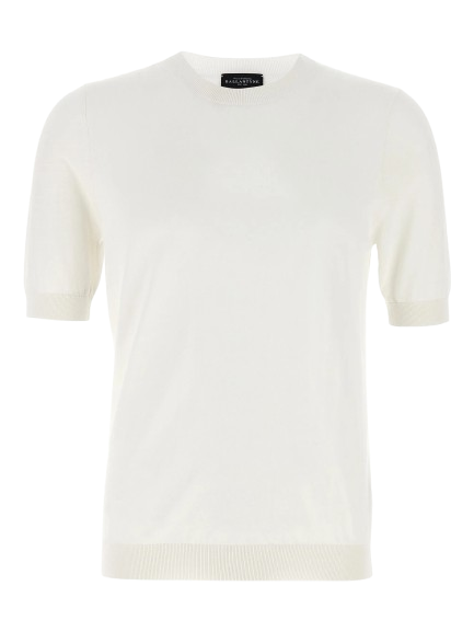 BALLANTYNE Kurzarmpullover aus reiner Baumwolle