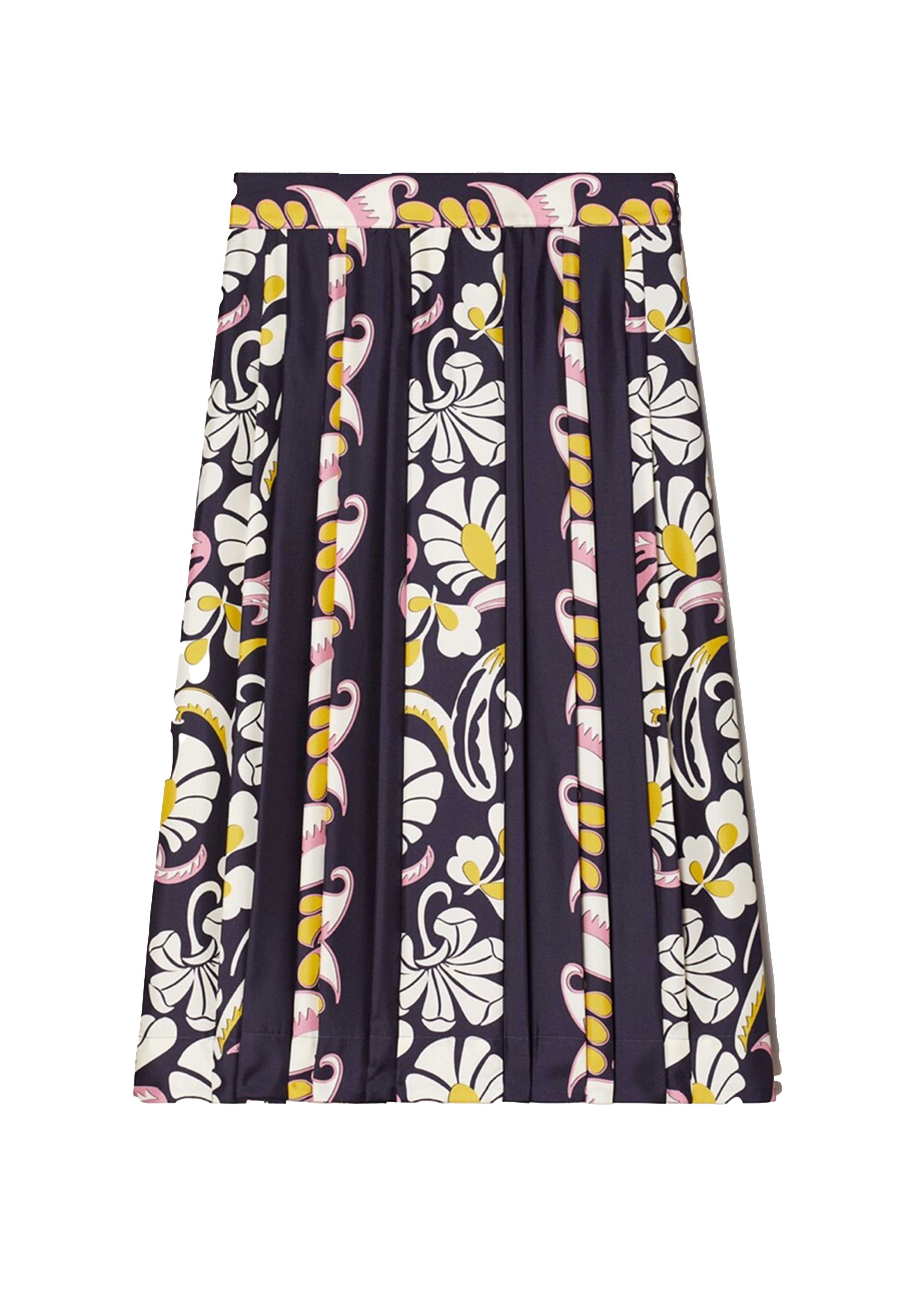TORY BURCH PRINTED PLEATED SILK SKIRT