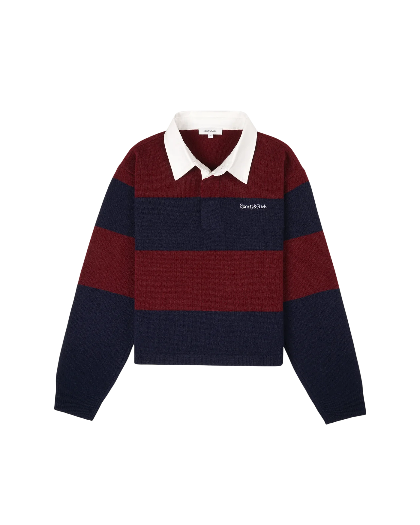 SPORTY&RICH Rugby-Poloshirt aus Kaschmir mit Serifenlogo