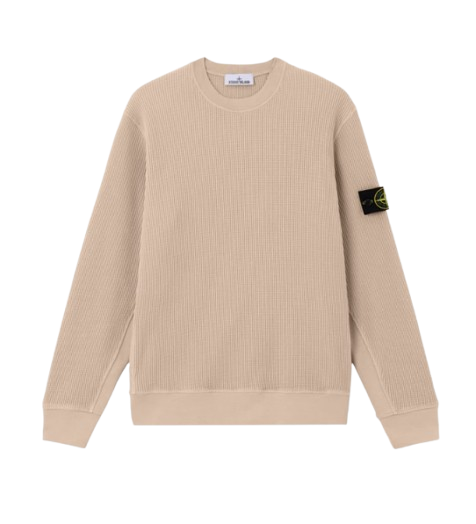 STONE ISLAND Sweatshirt aus Bio-Baumwolle mit Waffel-Fleece-Ausschnitt und Rundhalsausschnitt