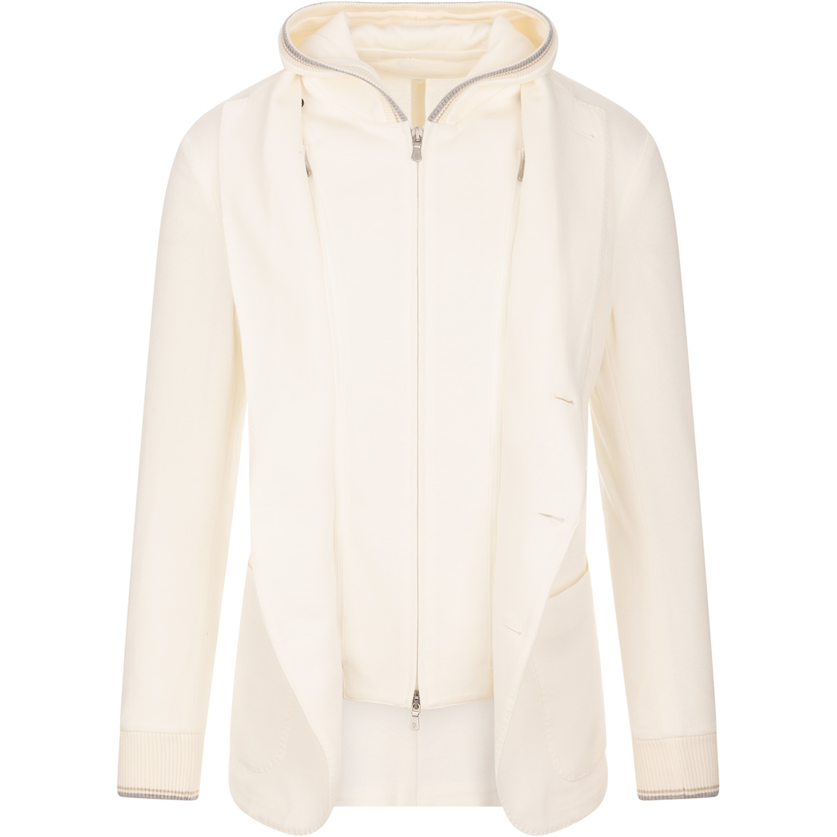 ELEVENTY Leichter Baumwollblazer mit abnehmbarem, durchgehendem Innenreißverschluss und Kapuze