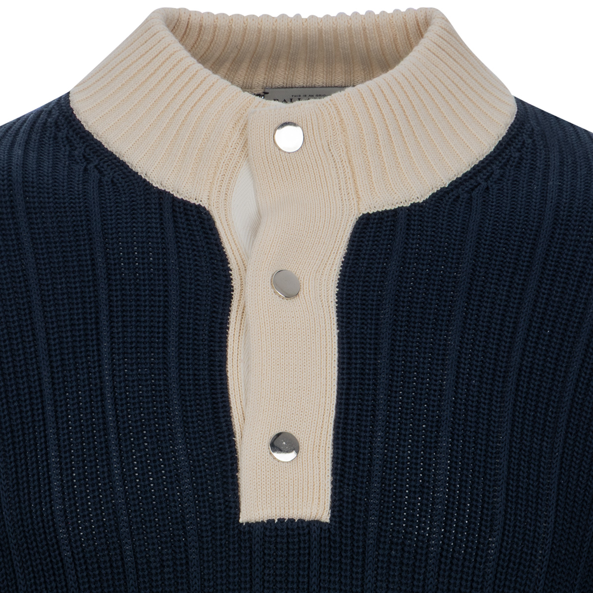 BALLANTYNE Maglione in puro cotone con mezzo bottone a coste pescatore