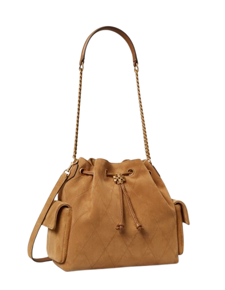 TORY BURCH Charlie Quilted Suede Shoulder Bag