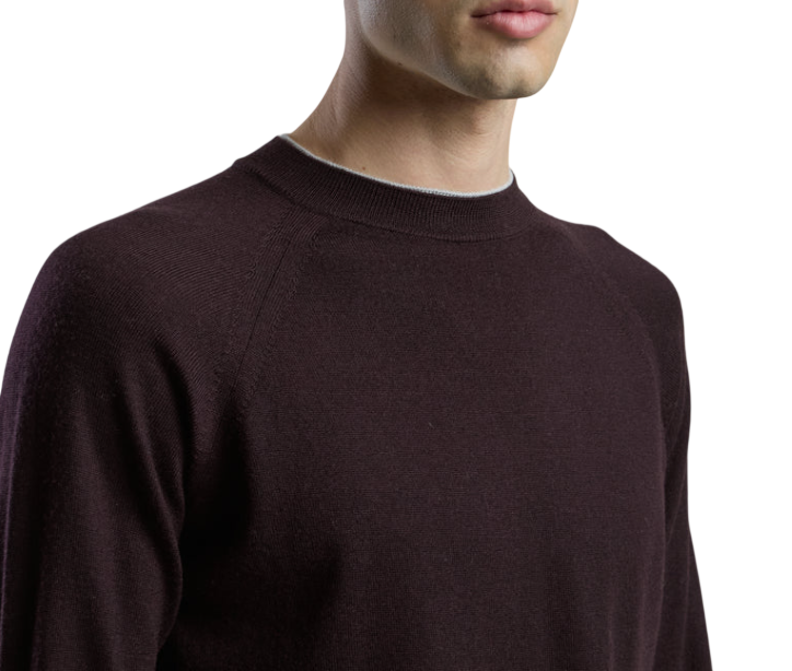 ELEVENTY CREW NECK SWEATER DOUBLE COLLAR