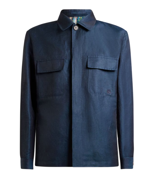 ETRO Classic Blue Tailored Jacket With Etro Paisley