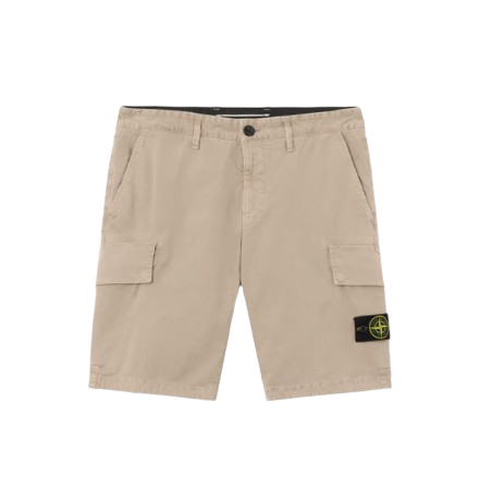 STONE ISLAND Pantaloncini in twill spezzato elasticizzato in cotone biologico
