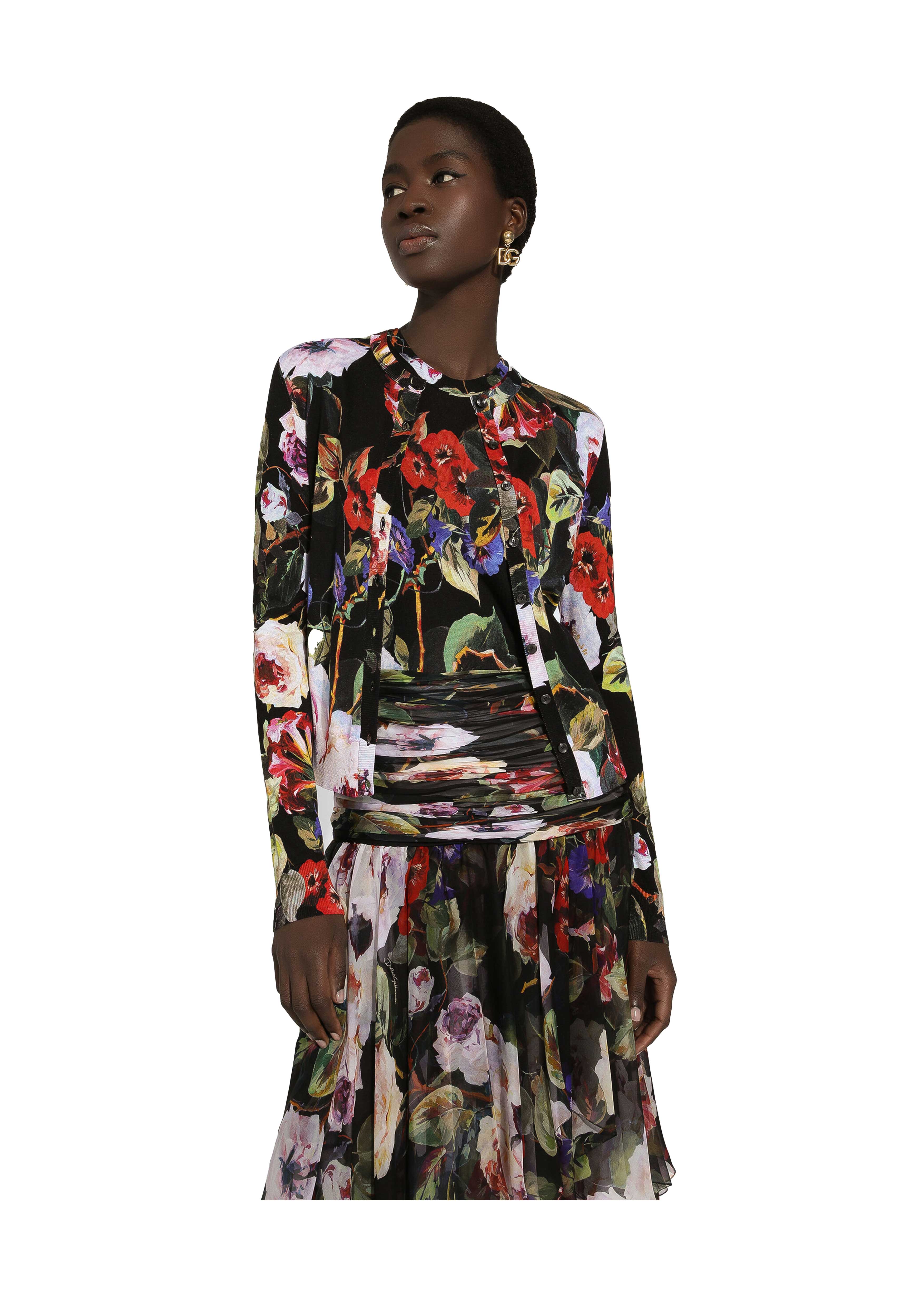 DOLCE & GABBANA PAINTED FLOWERS CARDIGAN