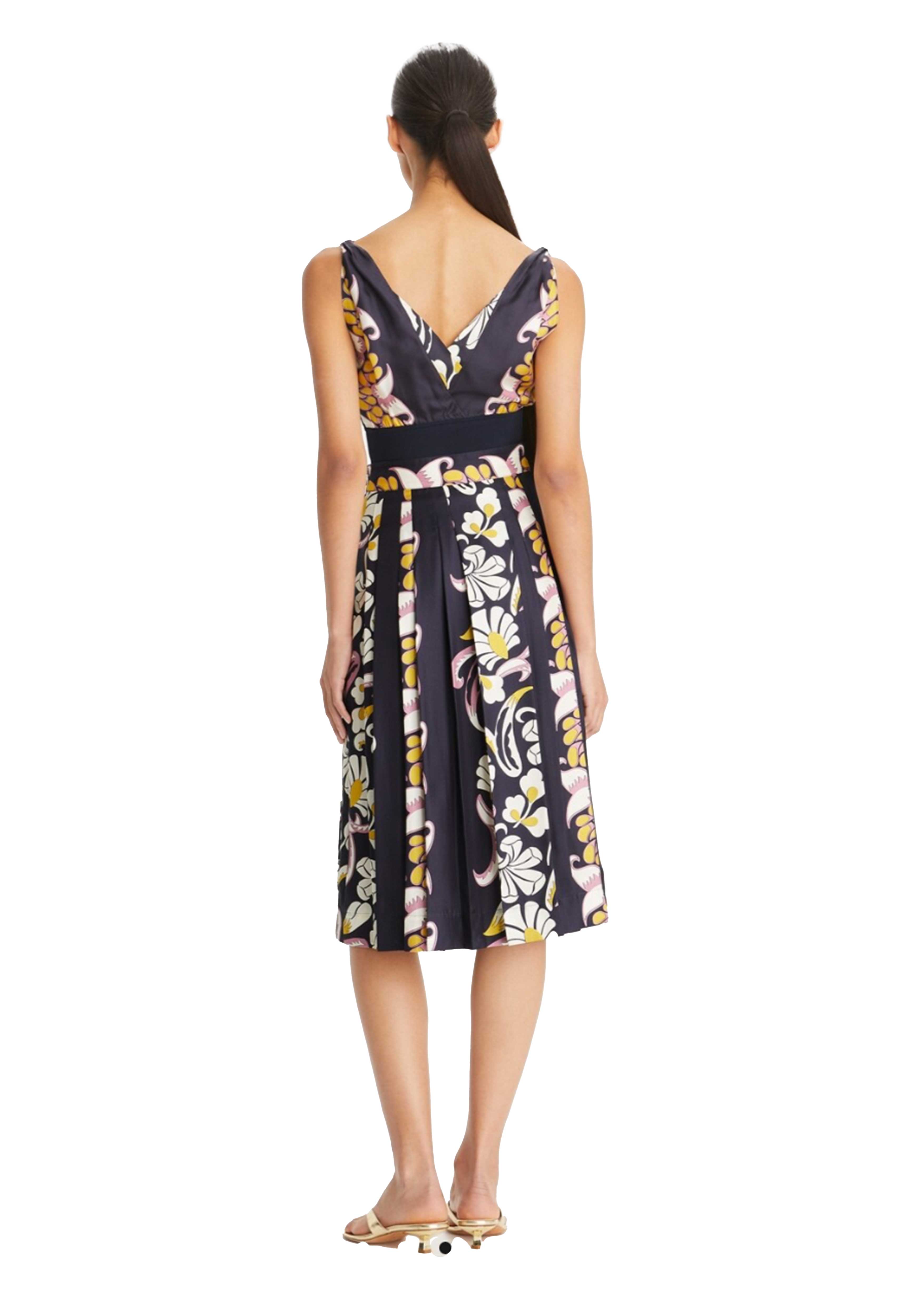 TORY BURCH PRINTED PLEATED SILK SKIRT
