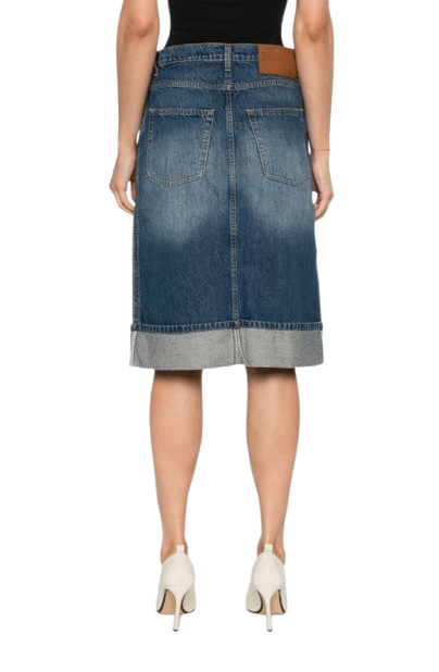 VICTORIA BECKHAM Placked Denim Skirt