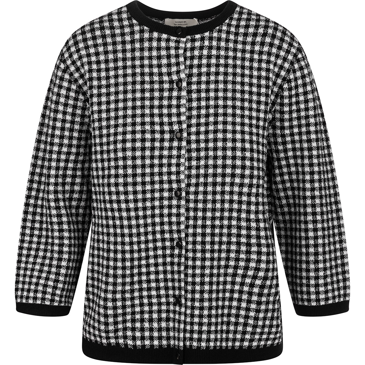 VINCE Cardigan a maniche 3/4 a quadretti