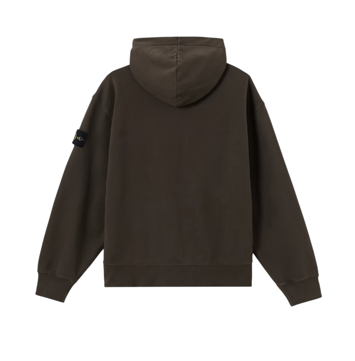 STONE ISLAND Relaxed Fit Full Zip Hoodie In Organic Fleece Garment Dyed