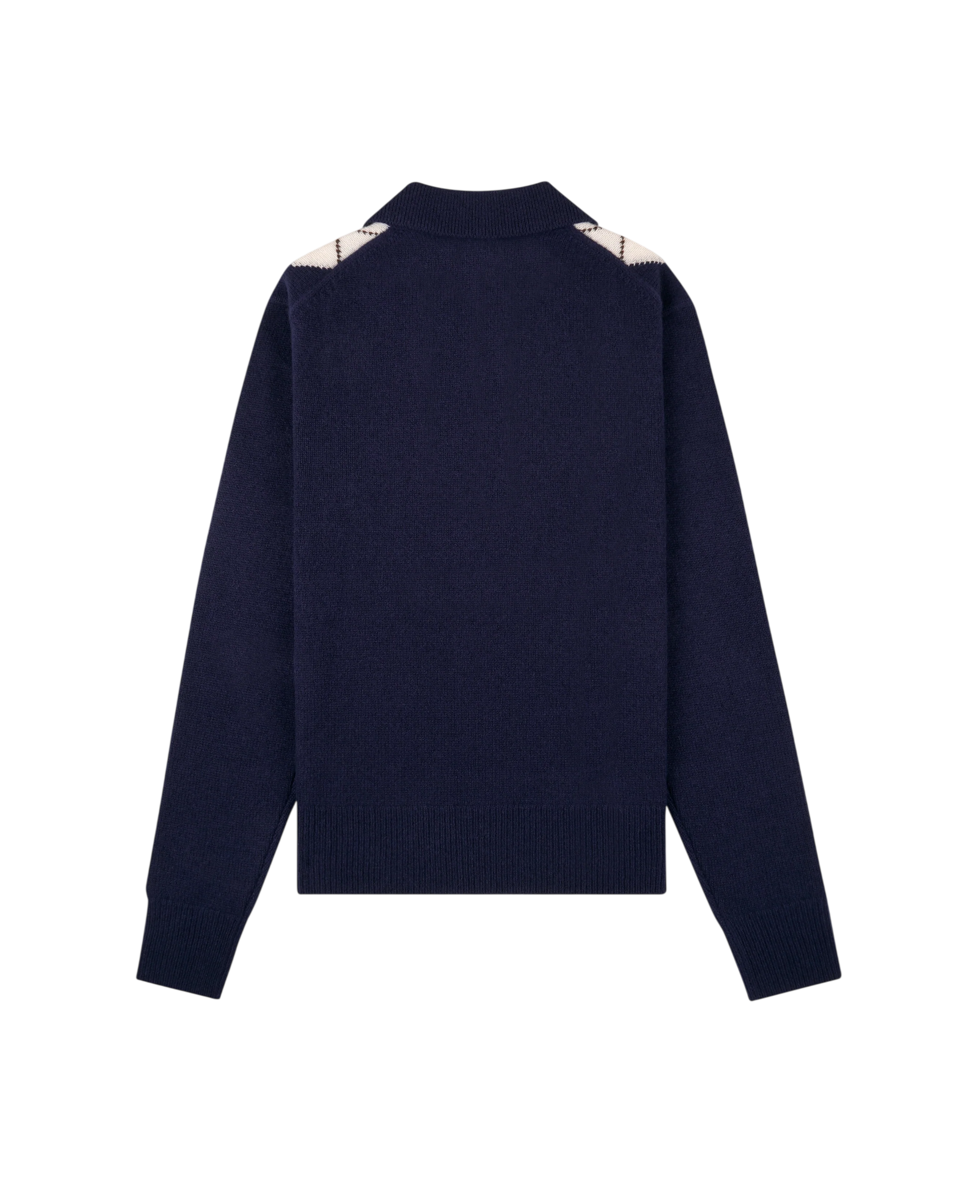 SPORTY&RICH Poloshirt aus Kaschmir mit Serifenlogo und Argyle-Muster
