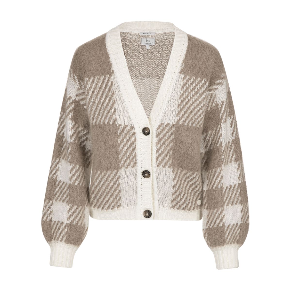 WOOLRICH CHECK WOOL CARDIGAN
