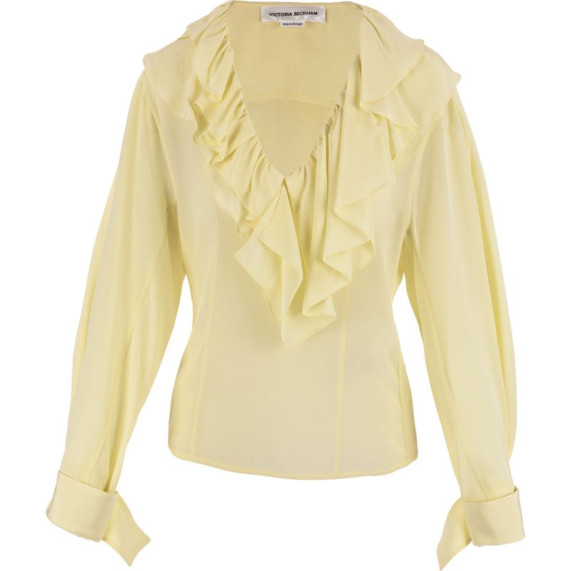 VICTORIA BECKHAM DEEP V RUFFLE BLOUSE