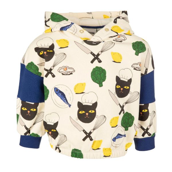 MINIRODINI Chef cat aop hoodie
